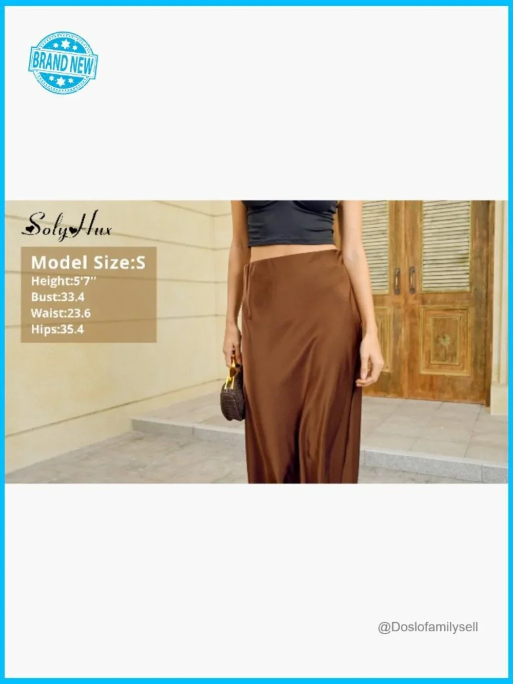 Ribbed Knit Midi Skirt High Waisted Flared Fishtail Hem Casual Work Office